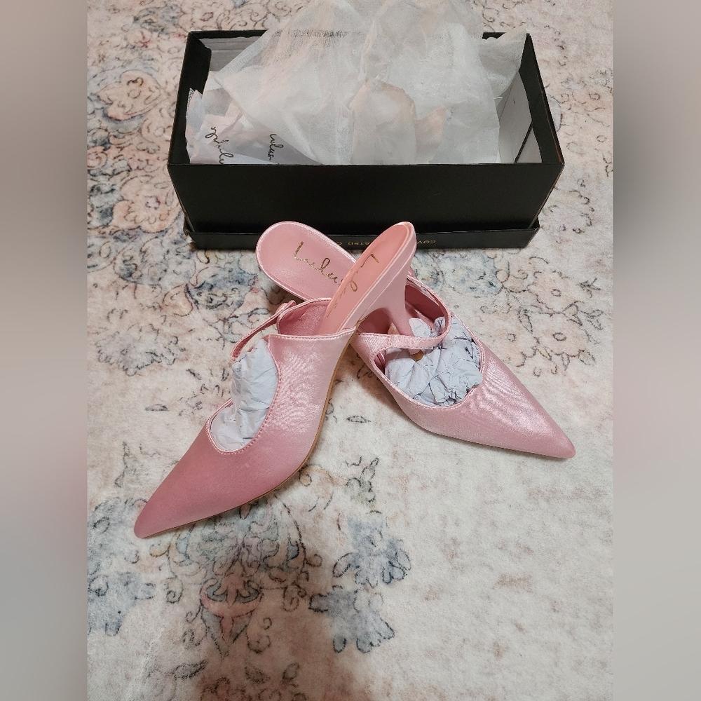 Lulu's Pink Pointed-Toe Mules - Picture 1 of 1